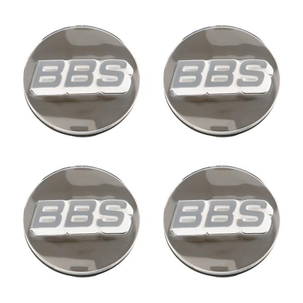 4 x BBS 3D Nabendeckel Ø56mm chrom, Logo grau/weiß - 58071046.4